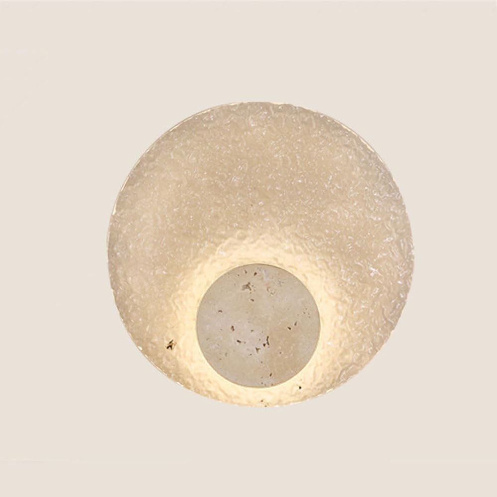 SXSCARKX Minimalist 2 Rounds Wall Lamp Nordic Indoor Hall Sconce Light Luxury Acrylic Lights Fixture Transparent LED Stone For Living Room Bedside Stair Yellow Travertine