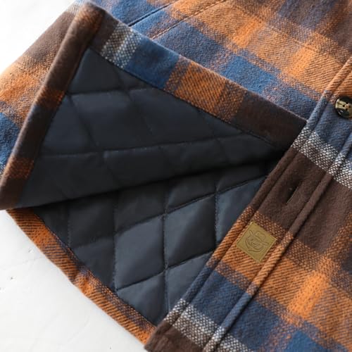 Image of Dubinik Mens Shacket Flannel Shirt for Men Lightweight Jacket Casual Plaid Coat with Warm Lining Long Sleeve Button