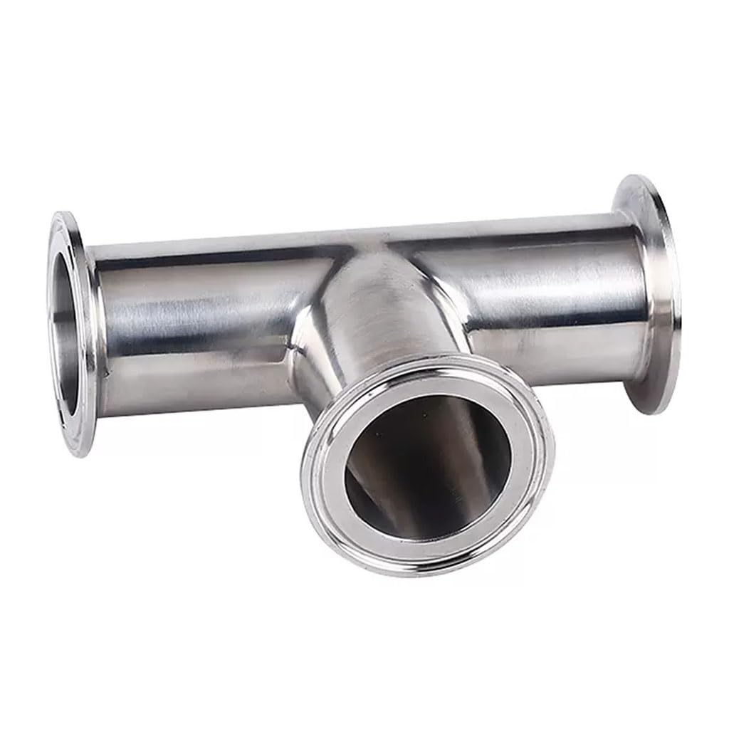 304 Stainless Steel Sanitary Ferrule 3 Way Tee Connector - Tri Clamp Pipe Fitting for Food & Beverage Applications, 19-108mm OD, 1pc(45mm x Ferrule 64)