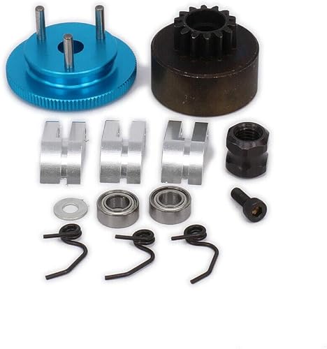 Miniatura 10 de Juego de rodamientos de campana de embrague 14T, kit de ensamblaje de rueda de inercia, resorte de cono de motor para 1/8 RC Hobby Modelo Nitro Car