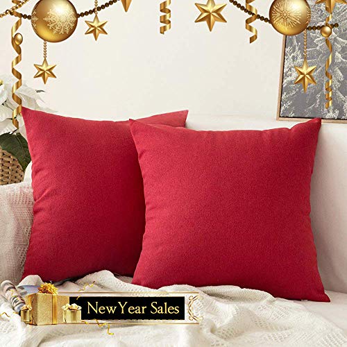 MIULEE Fundas de Cojines Almohada Caso de la Cubierta del Amortiguador Decorativo Lino Duradero Decoración para Sofá Cama Coche Rojo 16'x16' 40x40 cm 2 Piezas