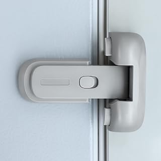 CLYMENE Refrigerator Fridge Freezer Door Lock for Kids, Child Proof Refrigerator Latch Lock to Keep Door Closed, No Tools Required and Easy Installation (Grey)