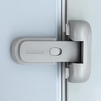 CLYMENE Refrigerator Fridge Freezer Door Lock for Kids, Child Proof Refrigerator Latch Lock to Keep Door Closed, No Tools Required and Easy Installation Grey