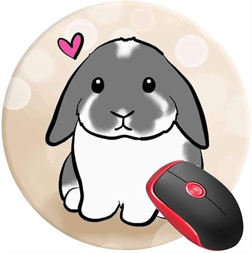Alfombrilla para mouse color gris y blanco, alfombrilla de mouse redonda, base de goma antideslizante para portátil y computadora
