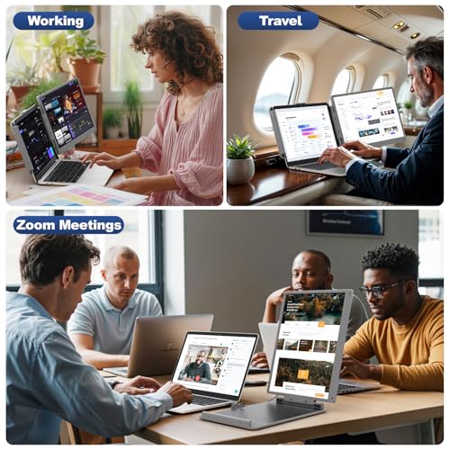 Image of Cenerius 14 inch 2K Ultra-Clear Laptop Screen Extender, Portable Dual Monitor for 13-17 Inch Laptops, USB-C /HDMI Plug & Play IPS Display, Compatible with Mac /Windows /Android /Switch /PS5 /Xbox