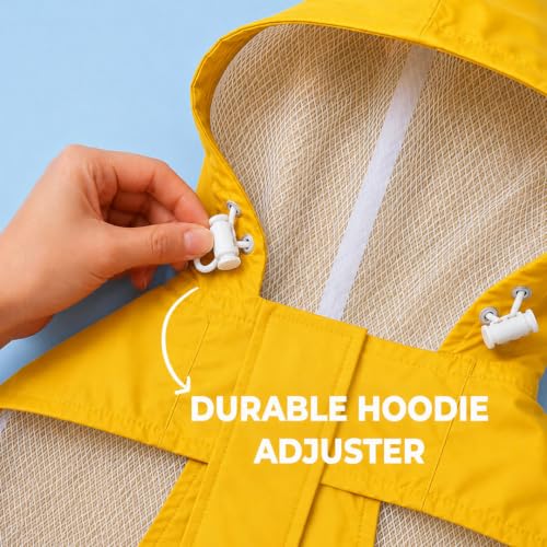 Image of Mutt of Course Waterproof Dog Raincoat with Hood & Mesh Lining | Collar & Harness Leash Opening Yellow (S)