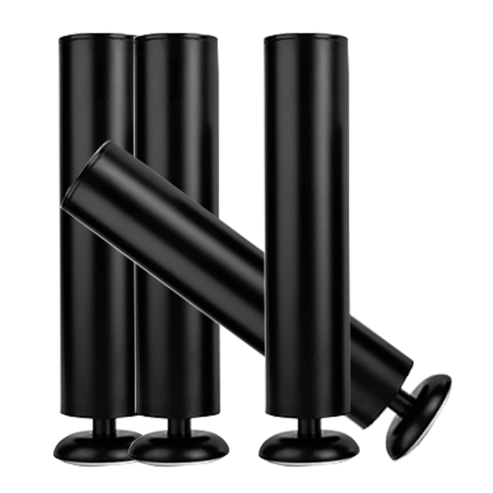 KFGISD, Office Table Legs,Height Adjustable,Couch Legs,Black Cylindrical Dresser Legs,Set of 4,Adjustable 1.5cm ，Metal Furniture Legs(25cm/9.8in)