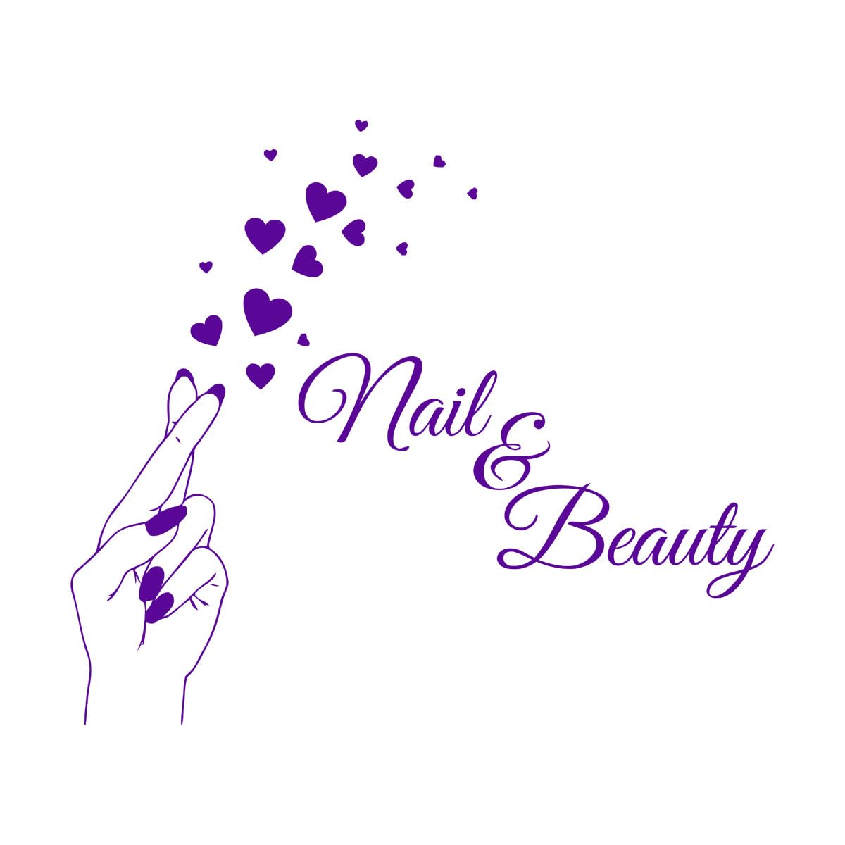 Nail Beauty Hand Heart Wall Sticker Barber Shop Nail Art Design Manicure Salon Wall Window Decal Vinyl Shop Salon Small - 43x51cm — image 1