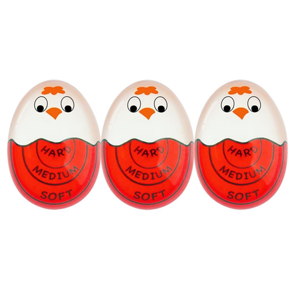 CTRLZS Egg Timer for Boiling Eggs Soft Hard Boiled Egg Timer Pro That Changes Color When Done & Safe Easy to Use (Red-3 Packs)