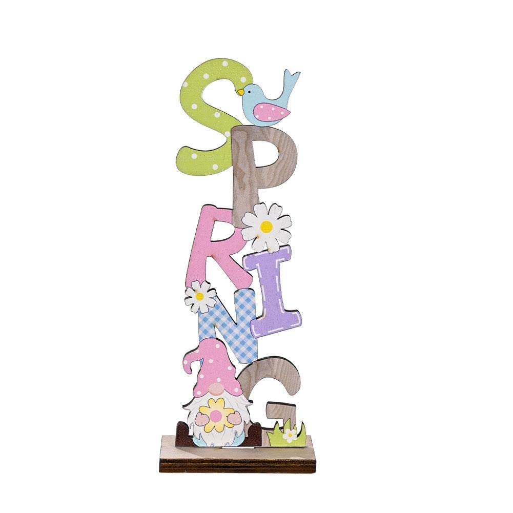 U&S Easter Table Decorations Wooden Centerpiece Signs Easter Bunny Spring Gnome Ornament Dining Room Tabletop Decoration Easter Party Décor Indoor Outdoor Garden Yard Lawn Party Supplies