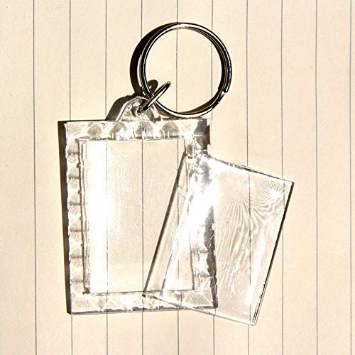 King&Pig 50PCS Key Chains Key Rings with Transparent Clear Picture Photo Frames Can Open Keychains(rectangle with lacework)