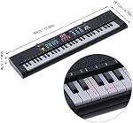 Piano Clavier, Piano Électrique Numérique 61 Touches, Instrument Multifonctionnel avec Microphone MQ6186