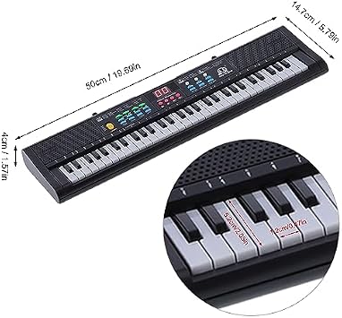 61 Key Digital Piano Keyboard Portable Electronic Keyboard for Beginners Home Use with Microphone 19.69x5.79x1.57in (MQ6186)