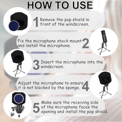 Professional Microphone Isolation Ball, Sound-Absorbing Microphone Isolation Shield with Pop Filter, Reflection Reduction Mic Isolation Ball Fit for Portable Vocal Booth, Recording Booth - Image 7