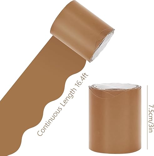 Miniatura 2 de Whaline Bordes de tablero de anuncios marrón de 65.6 pies, 4 rollos de tablero troquelado serie marrón para pizarra de pizarra para escuela, aula,