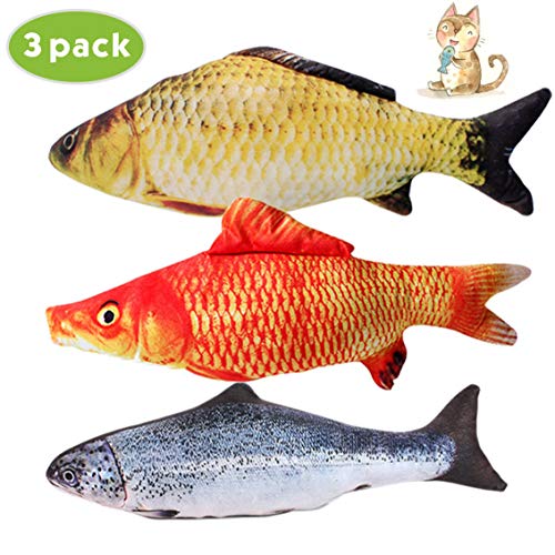 Idepet 3PCS Catnip Fish Cat Toy,Interactive Soft Cat Pillow Cat Chew Toys Fish Toys,Teeth Cleaning Kick Supplies for Indoor Kitten