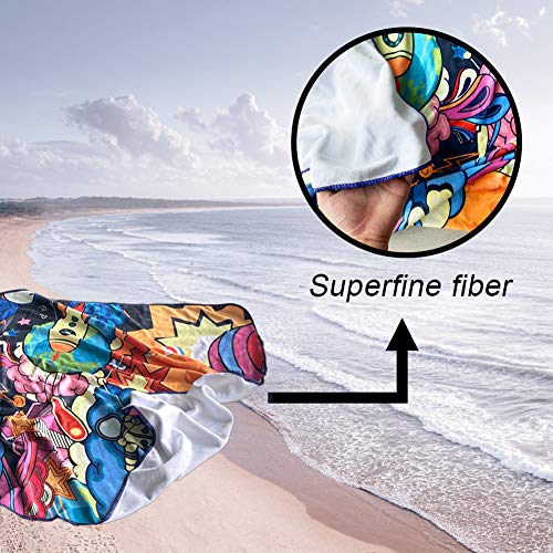 WLZP 【2022 NEW】 Microfiber Beach Towel, Absorbent Beach Blanket - 75 x 150CM, Compact, Sand Proof, Best Lightweight Towel for The Swimming, Sports, Travel, Beach - Gift Waterproof Case