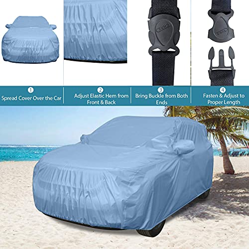 Image of Allextreme HCP5001 Car Body Cover Compatible with Hyundai Creta Custom Fit Dustproof UV Heat Resistant Indoor Outdoor Body Protection (Blue with Mirror)
