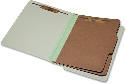 SKILCRAFT 7530-01-590-7103 Carpeta de clasificación de seis partes con pestañas finales, tamaño carta, 2 divisores, verde claro (caja de 10)