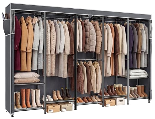 Raybee Clothes Rack, Clothing Racks for Hanging Clothes, Clothes Rack with Cover, Heavy Duty Closet...