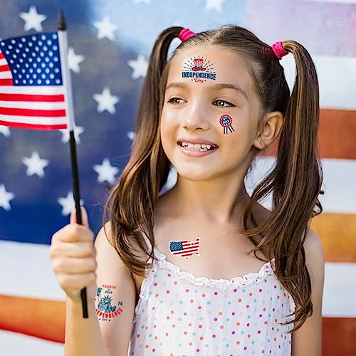 50 Pcs 4Th Of July Decorations Temporary Tattoos, 12 Sheets Patriotic, Memorial Day, Independence Day, Labor Day Decorations, Usa Party Supplies, American Flag Red White & Blue Design #TOP4