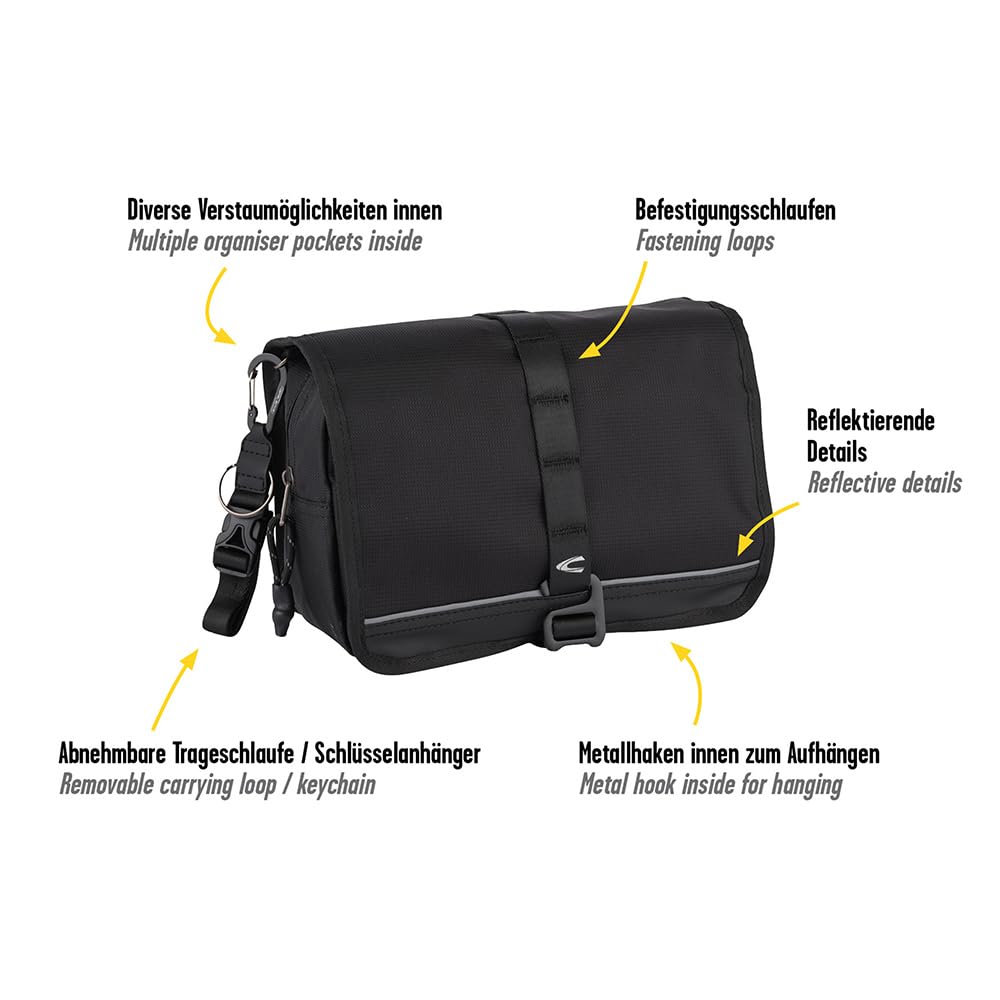 camel active Herren Connect Kulturbeutel mit Haken zum Aufhängen Schwarz, Menswear-S