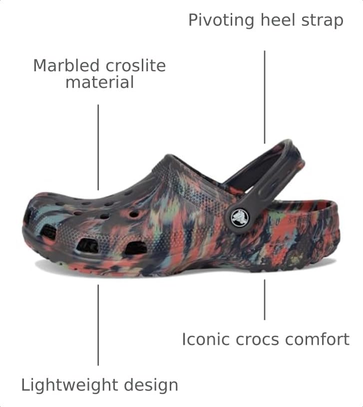 Image of Crocs Unisex Adult Classic Marbled Tie-dye Clogs