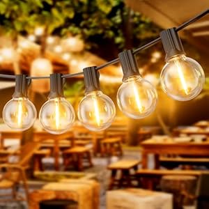 G40 Fairy Lights Outdoor 9 m Outdoor Garland Lights IP45 Waterproof Connectable Garden Fairy Lights Waterproof for Porch, Patio, Garden, Backyard, Balcony, 2700 K Warm White