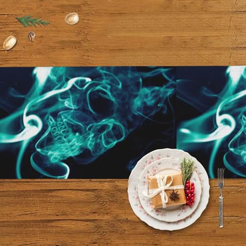 Chemin de table crâne bleu antidérapant pour table de fête moderne - 6