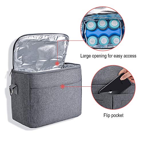 image for Lekebaby Breast Milk Cooler Bag with Contoured Ice Pack Fits 6 Breastm