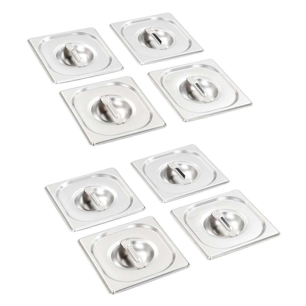 Coperchio per contenitori GN 1/6, in acciaio inox, 8 pezzi