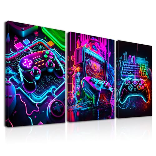 Dazzlewall 3Pcs Enmarcado Arte de Pared de Sala de Juegos,