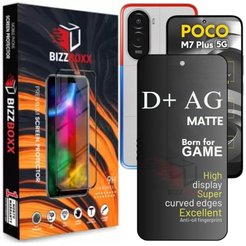 Image of D+ AG Matte Tempered Glass Screen Guard Protector Compatible With POCO M7 Plus 5G, REDMI 15 5G Anti Fingerprint Gaming Special Temper With Camera Cut (Poco M7 Plus - 6.9 Inch)- Pack of 1