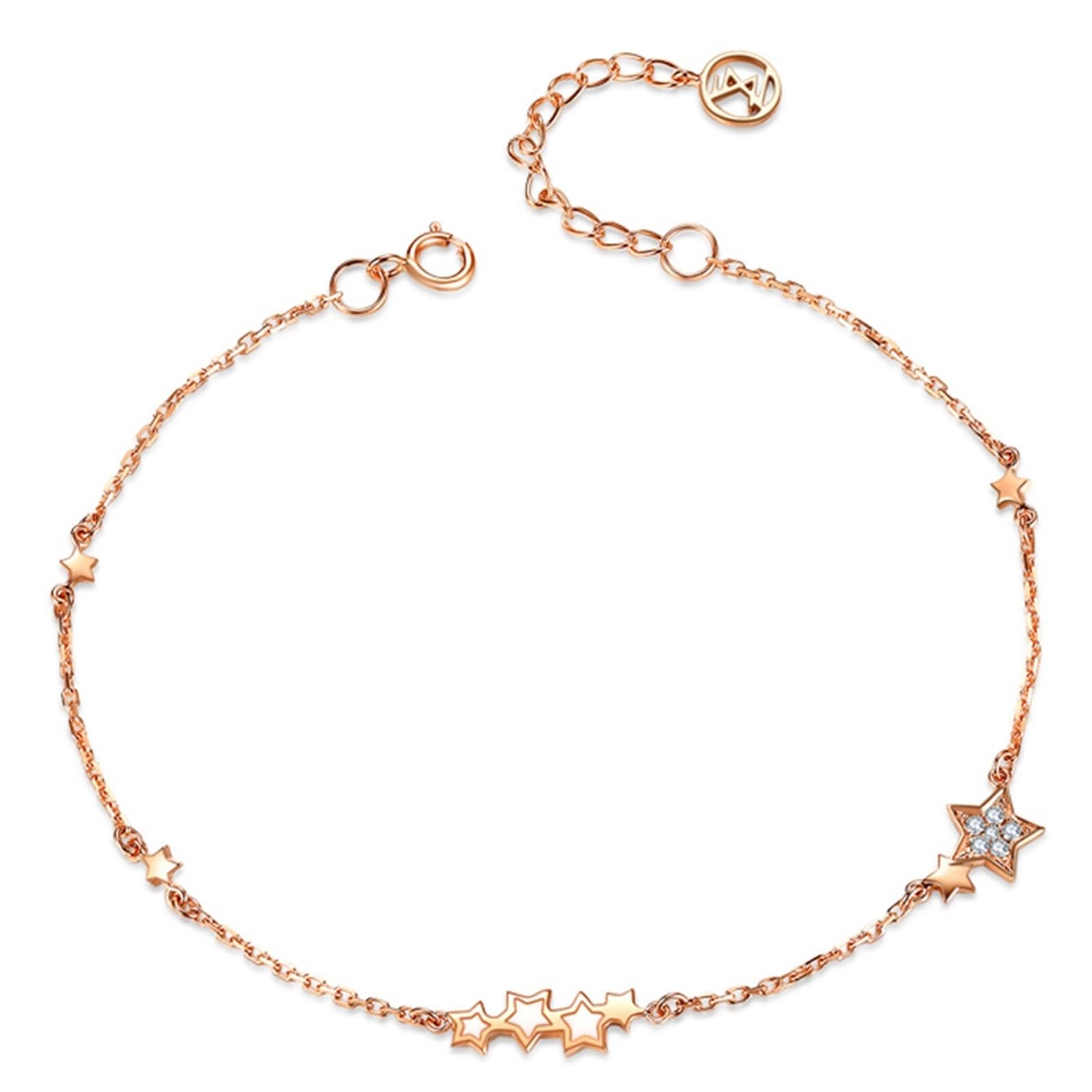 Bracciale Oro Rosa 18k/14k/9k, Bracciale Donna con Diamante 0.03ct 16-18 cm Estensione 4 cm, Braccialetti Sposa Fidanzati