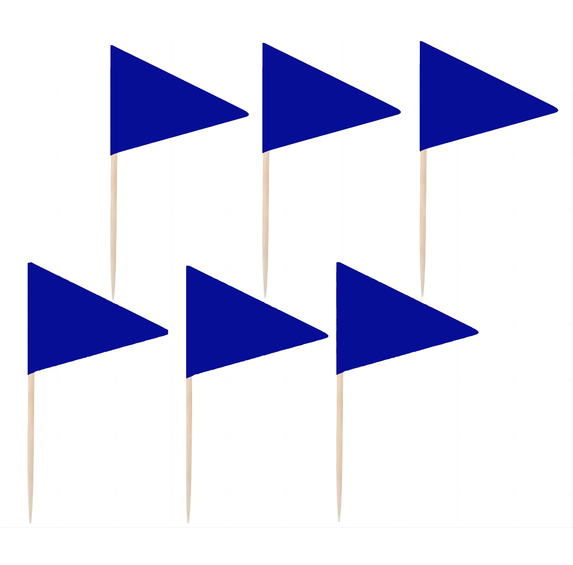 JAVD Solid Blue Toothpick Flags Small Mini Plain Blue Color Triangle Stick Cupcake Toppers Flags DIY Decoration (100 Pcs)