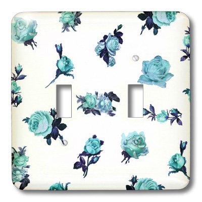 Interruptor de doble palanca con diseño de rosas antiguas azul de 3dRose 4