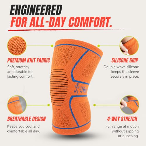 Image of Knee Brace for Men and Women Knee Compression Sleeve Knee Support Wraps for Arthritis Joint Pain Relief, Workout, Swelling, Sports, Circulation, Running, Recovery for ACL & Meniscus Tear
