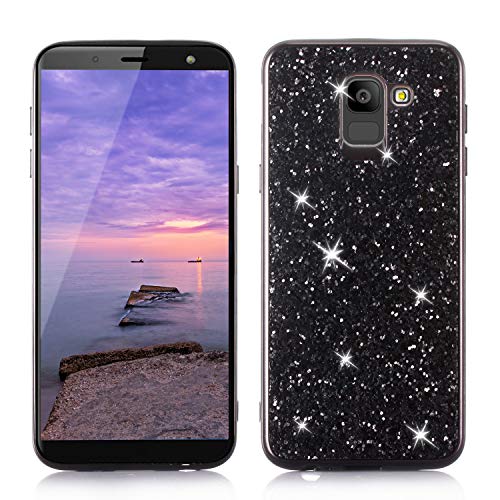 DasKAn Strass Paillettes Coque Samsung Galaxy J6 Plus,Bling Bling Placage Cadre Coloré Ultra Mince Souple Fine Silicone Housse de Protection Arrière Antichoc...