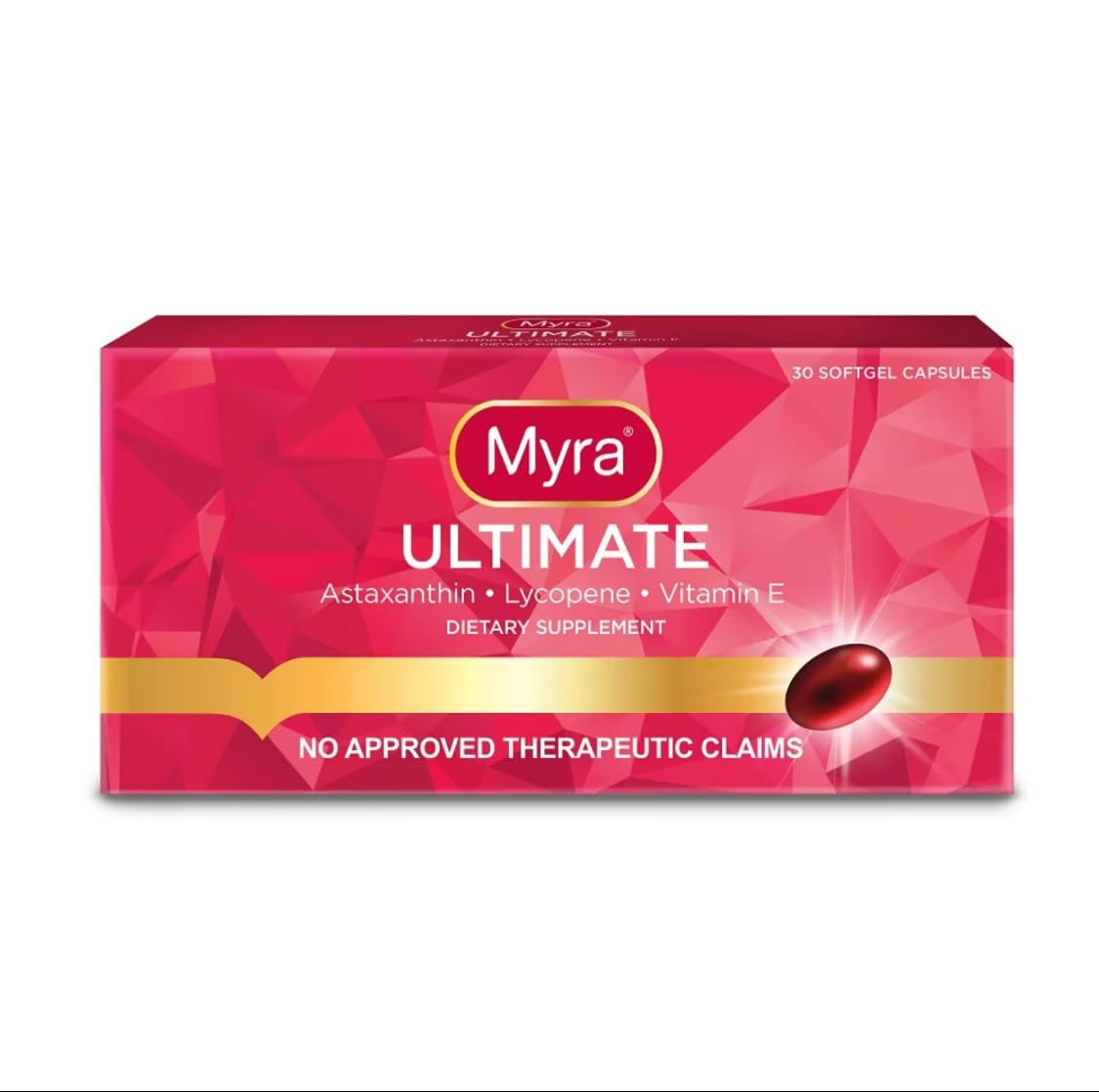 Myra Utimate with Astaxanthin, Lycopene and Vitamin E, 30 Softgel Capsules