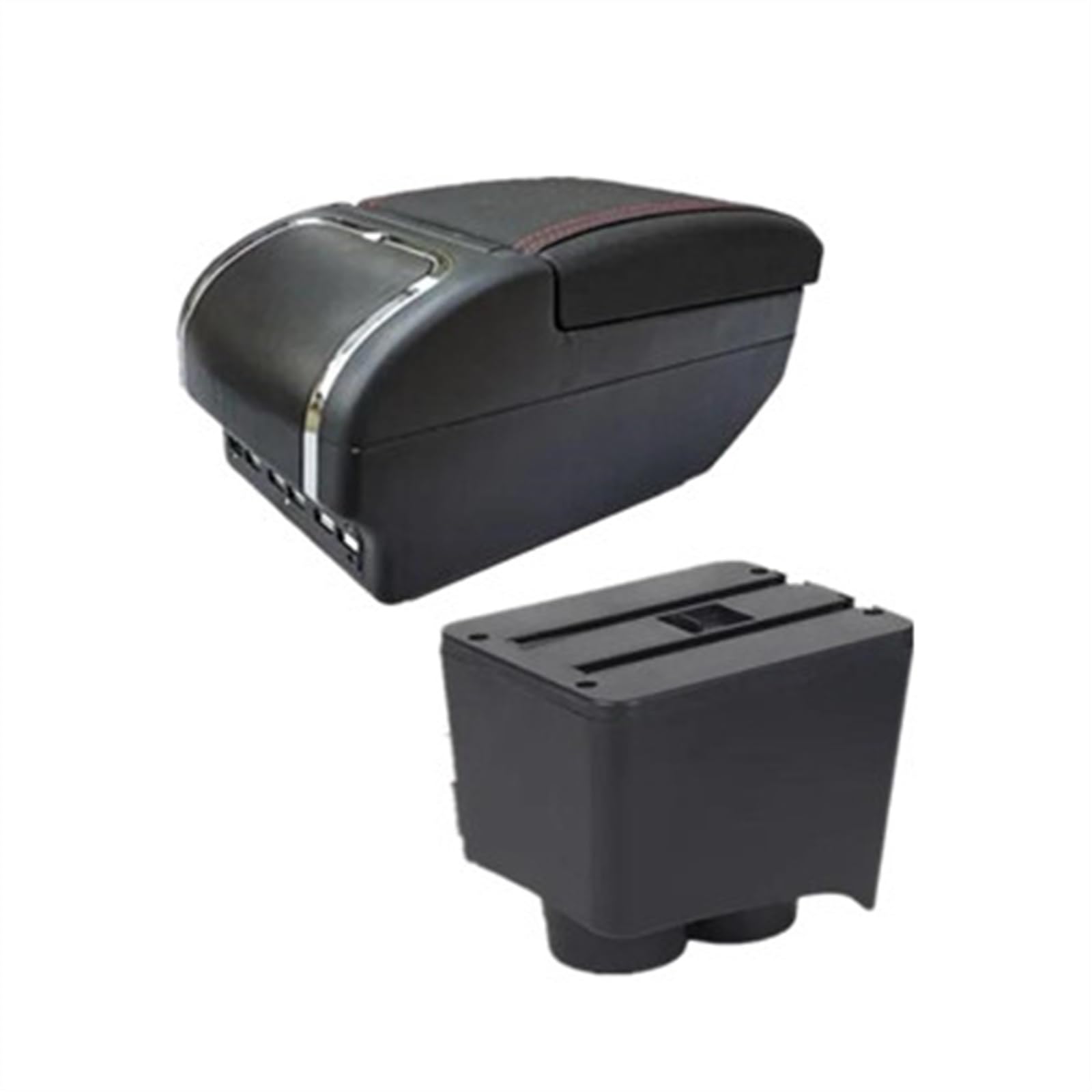 NOHEEU Car Armrest Box 2002-2009 Interior Retrofit Storage Accessories For Polo 9N 3 Mk4(E red line)