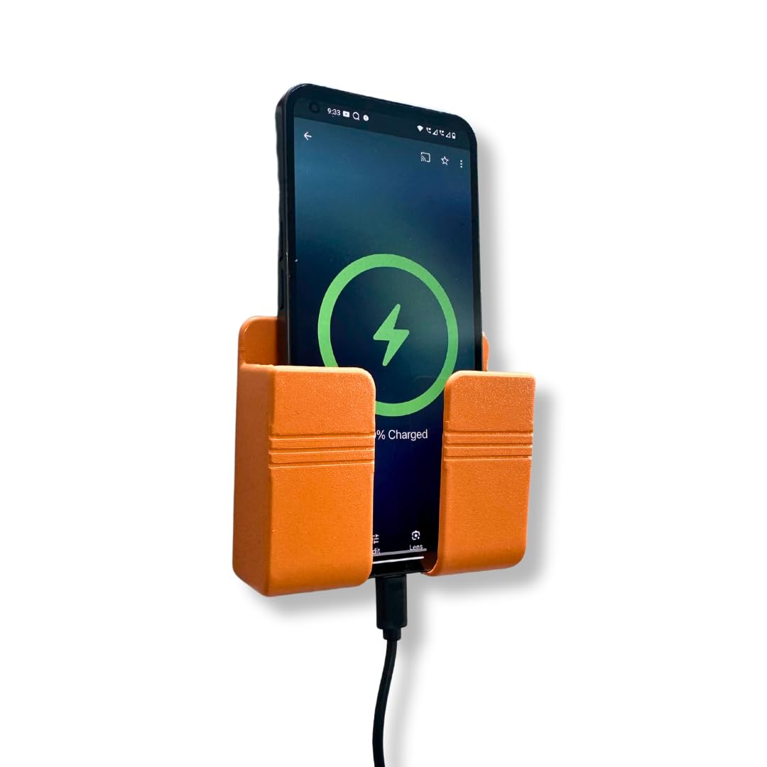 Wall Mounted Mobile Holder Storage Case for Remote, Wall Mounted Mobile Stand/Multi Purpose Stand with Hole for Phone Charging - Orange-image-17