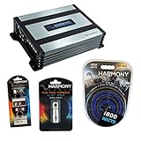 Harmony Audio HA-A400.1 Car Stereo Class D Amp Mono Subwoofer Amplifier Bundle with Harmony Audio HA-AK4 Amp Kit and Ring/Battery Terminals