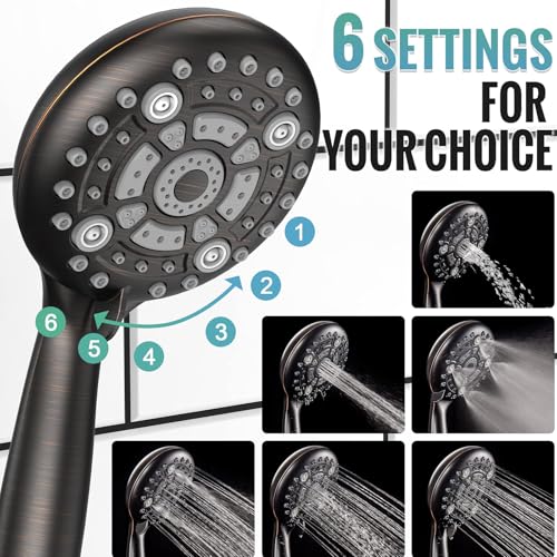 Image of SR SUN RISE Shower Faucet - 16 Inch Multifunctional High Pressure Shower Head System with Handheld Shower Head Fixtures - Valve Included - Oil Rubbed Bronze