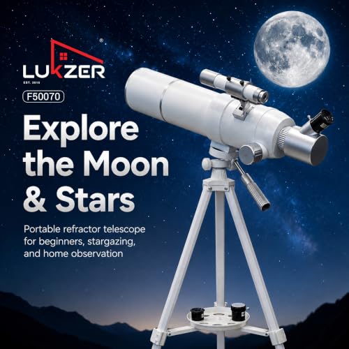 Image of Lukzer F50070 Astronomical Telescope for Beginners and Families, Moon Viewing, Stargazing and Terrestrial Observation (White)