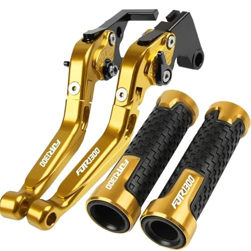MCBXTH Bremshebel Für Yamaha FJR1300 EINE 2004-2017 2016 FJR 1300 Motorrad Zubehör Einstellbare Bremse Kupplung Hebel Hand Griffe Lenker Knöpfe(Gold)