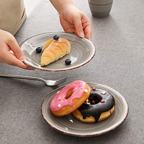 Vancasso Stoneware Dinnerware Set, Bella 48 Pieces Set Of 12 Stoneware Dinner Set With Dinner Plates, Salad Plates, Bowls, Mugs, Microwave Dishwasher Safe - Gray #TOP6