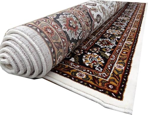 Image of New Kashmiri Design Silk Carpets for Living Room Bedroom Drawing Room Guest Room Hall 4 Feet x 6 Feet Ivory Colour