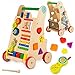 Kinderplay Girello per Bambini in Legno - Girello Bambino, Carrellino Primi Passi per Bambini - Include Telefono, Puzzle Rotanti, Ruote Dentate, Piatti, Pallottoliere, GS0030