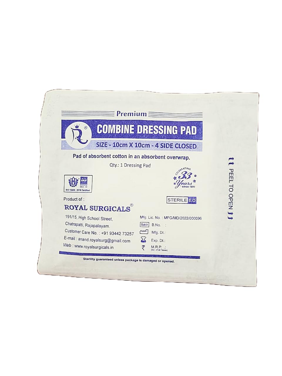 Dressing pad 10cm x 10cm (4 side closing) (25)