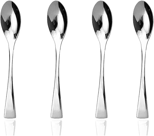 Juego de 4 cucharas de té JASHII Elegant Life Good - Cucharita de acero inoxidable, cuchara de café, acabado espejado, apto para lavavajillas (plata